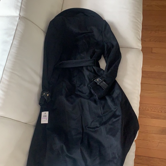 Cole Haan Black Wool Trench Coat - Picture 2 of 5